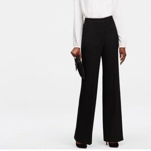 NWT Ann Taylor Wide Leg High Rise Front Seam Black Pants Trousers Size 12